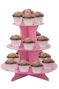 11.75" X 14" CAKE STAND 3 TIER PINK