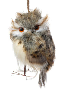 5" SPECKELD HOOT OWL ORNAMENT (NATURAL)