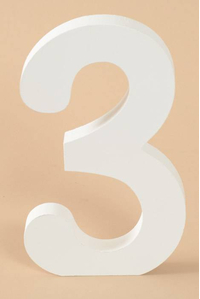 8" WOODEN NUMBER 3 WHITE