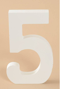 8" WOODEN NUMBER 5 WHITE