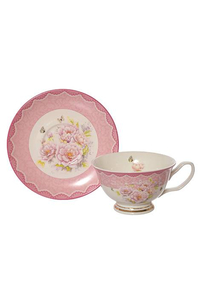 Tea Cup w/ Saucer Set of 6 - Pink/Flowers