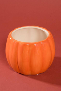 4.5" X 5.5" ROUND PUMPKIN POTTERY ORANGE