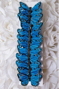 2" FEATHER BUTTERFLY BLUE PKG/12