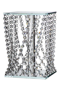 8 X 12"H SQUARE CAKE STAND W/CRYSTAL BEAD CLEAR