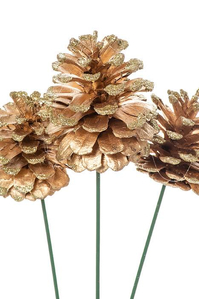 2.5" GLITTER PINE CONE PICK (PKG/12)