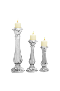 CERAMIC CANDLE HOLDER SILVER