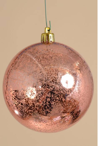 100MM PLASTIC MERCURY BALL ORNAMENT LIGHT CORAL PKG/4