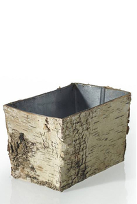 6.50" X 4" X 4.25" BIRCH PLANTER W/ZINC NATURAL