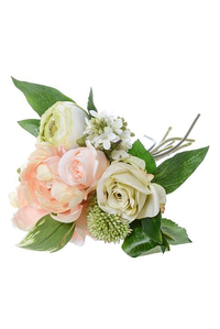 11" PEONY/ROSE/LILAC BOUQUET PEACH/GREEN