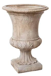 21" x  29" CONCRETE LEAF URN ANTIQUE WHITE