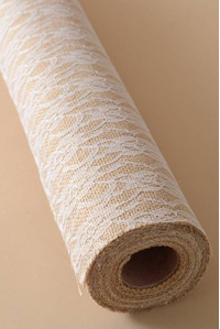 19" X 5YDS JUTE RIBBON BURLAP W/LACE NATURAL/WHITE