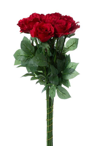 26" SILK HALF OPEN ROSE SPRAY RED PKG/12