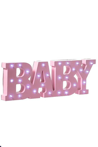 17" WOODEN LED MARQUEE "BABY" PINK