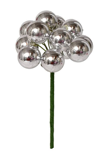 20mm Shiny Stem Ball W/wire Silver Pkg/12