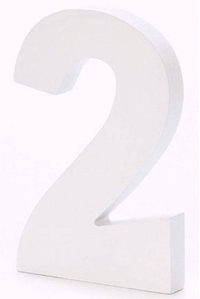 6" WOODEN NUMBER 2 WHITE