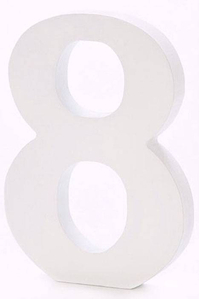 6" WOODEN NUMBER 8 WHITE
