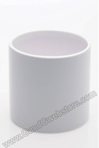 4.25" X 4" CERAMIC CERCLE POT WHITE