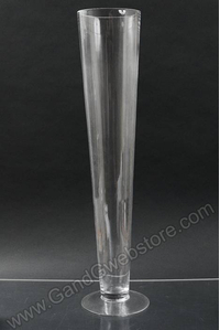 6.25" X 30.5" GLASS FLUTED VASE CLEAR