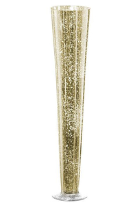 4.25" X 19.5" MERCURY GLASS TRUMPET VASE GOLD