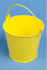 4" X 4.25" ROUND METAL BUCKET W/HANDLE YELLOW