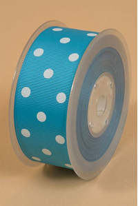 1-1/2" X 17YDS GROSGRAIN TURQUOISE/WHITE #340