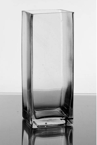 3" X 3" X 8" SQUARE VASE CLEAR