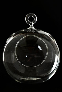 4.75" HANGING CANDLE HOLDER ROUND GLASS TERRARIUM PKG/6