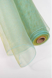 21" X 10YDS FLORAL MESH GOLDEN BABY BLUE