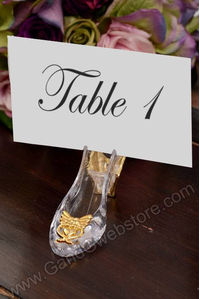 3.5" HIGH HEEL SHOE CARD HOLDER CLEAR/GOLD PKG/12