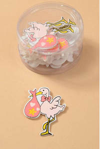 2" BABY SHOWER W/STORK PINK PKG/12