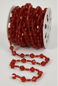10YDS BEADED GARLAND ROLL RED