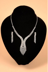 FASHION JEWELRY RHINESTONE NECKLACE AND EARRINGS SET
