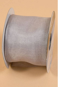 2.5" X 25YDS WIRED ENCORE SHEER RIBBON SILVER