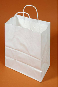 8" X 5" X 10" KRAFT SHOPPING BAG WHITE PKG/12