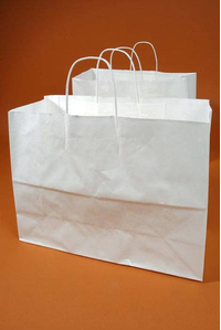 16" X 6" X 12" VOGUE KRAFT SHOPPING BAG WHITE PKG/10