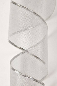 2.5" X 25YDS RIBBON W/SILVER EDGE METALLIC ORGANZA SILVER