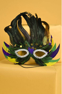 FEATHER MASK PURPLE/GREEN/YELLOW