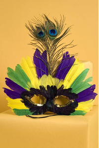 FEATHER MASK YELLOW/PURPLE/GREEN