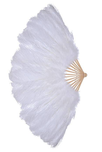 48" X 24" 18-SLICE OSTRICH FEATHER FAN WHITE