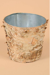 5.5" X 5" BIRCH POT W/ZINC NATURAL