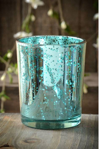 2.5" MERCURY GLASS VOTIVE HOLDER TURQUOISE PKG/6