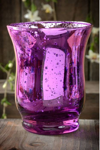 3.75" MERCURY GLASS CANDLE HOLDER PURPLE