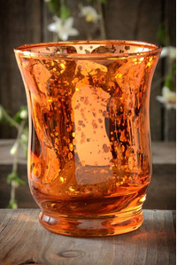 3.75" MERCURY GLASS CANDLE HOLDER AMBER