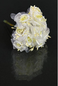 4" SATIN FLOWER YELLOW PKG/12