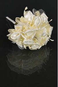 4" SATIN FLOWER IVORY PKG/12