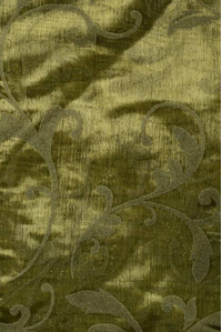 25" X 3YDS SHEER/FLOCKED DAMASK SHEET MOSS GREEN