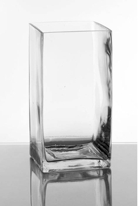 6" X 6" X 12" SQUARE VASE CLEAR