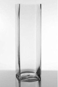 6" X 6" X 20" SQUARE VASE CLEAR