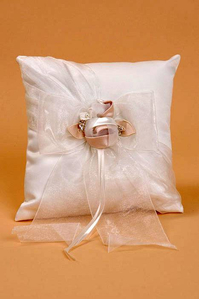 RING PILLOW W/BOW ORGANZA IVORY