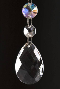 6.5" X 50MM CRYSTAL TEAR DROP HANGING CLEAR/IRIDESCENT